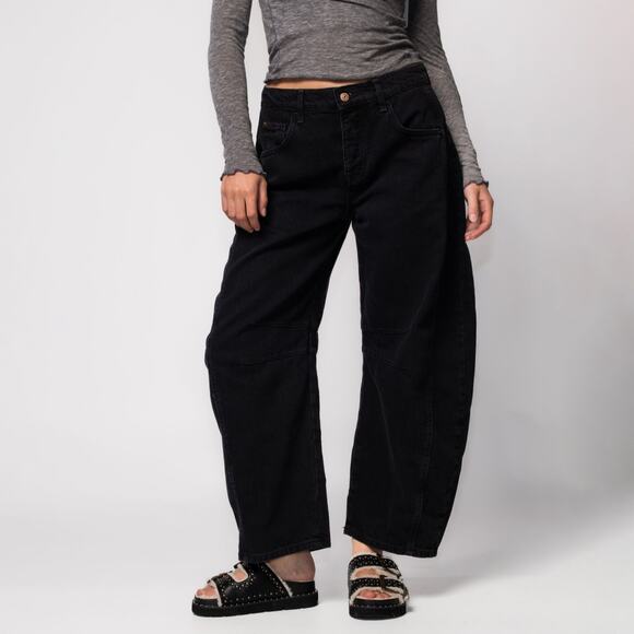 Free People Denim - Free People Black Good Luck Barrel Jeans 25